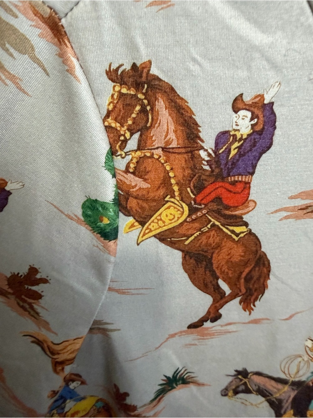 Cowboy Print Long Sleeve Tee - Beige - Picture 5 of 8